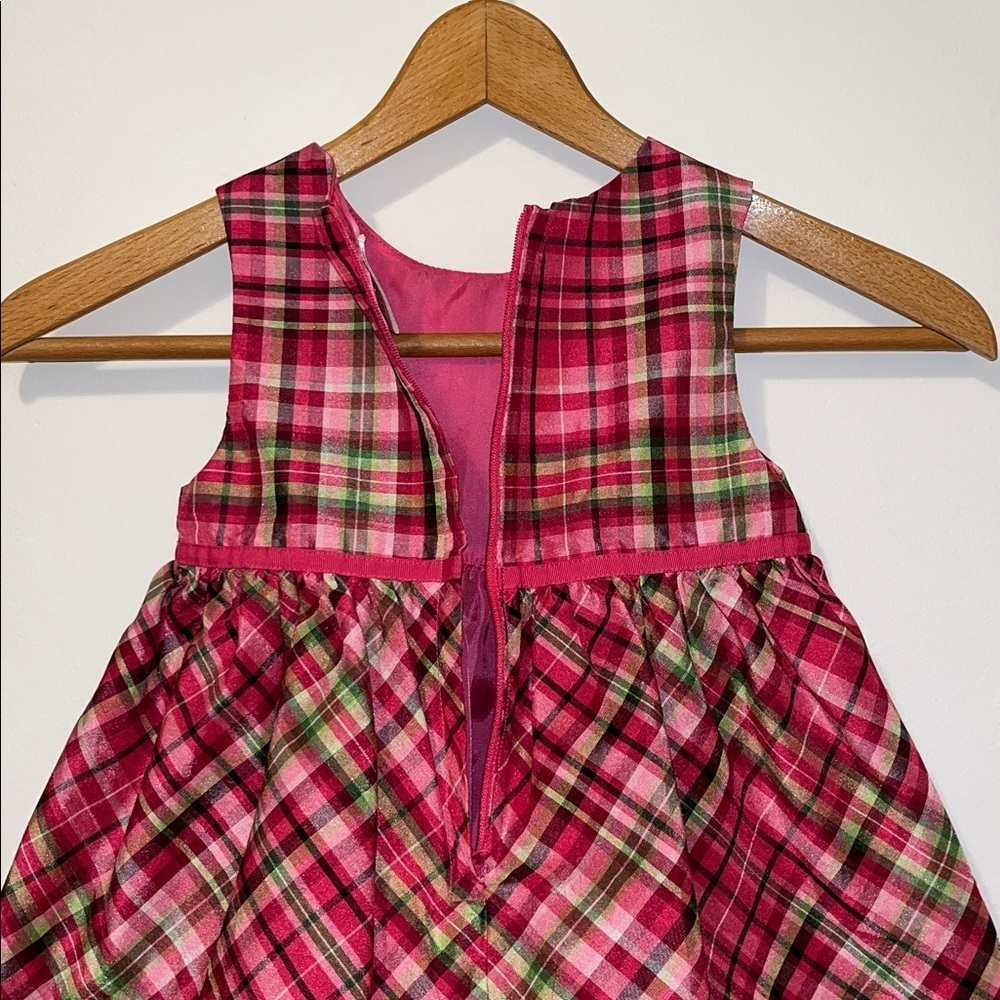 GYMBOREE Cheery All The Way Sleeveless Plaid Dress Bow Ribbon Holiday Pink EUC - Picture 8 of 8